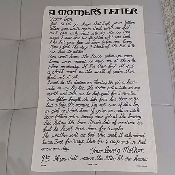 A Mother's Letter Tea Towel - Picture 1 of 4